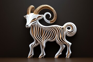Minimal Capricorn goat, using abstract lines to suggest horns and a curling tail