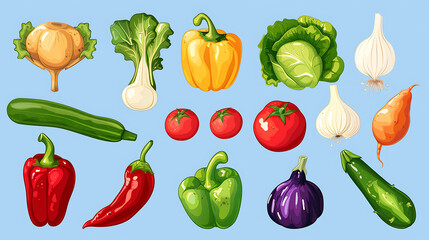 Fototapeta premium A collection of colorful vegetables.