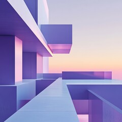 Fototapeta premium Modern Abstract Architecture with Soft Purple Hues at Sunset