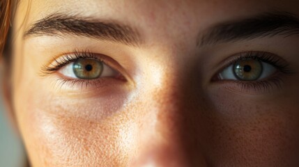 Fototapeta premium Close-up of a Woman's Eyes with Freckles