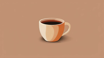 Obraz premium A cup of coffee on a brown background.