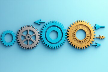 Minimalist gears and arrows, symbolizing business process reengineering and the improvement of operations
