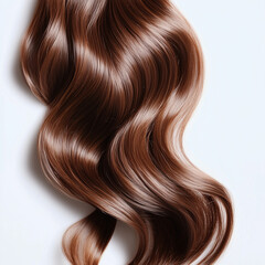 Fototapeta premium A strand of brown wavy hair on a white background