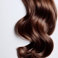 Naklejka premium A strand of brown wavy hair on a white background