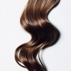 Fototapeta premium A strand of brown wavy hair on a white background