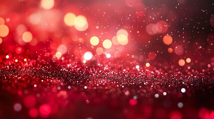 Bright red glitter texture with sparkling highlights on abstract background
