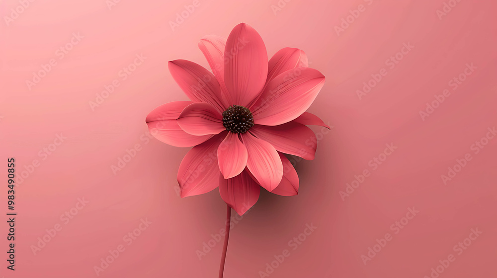 Poster Pink flower on a pink background.