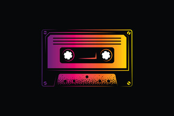 Audio cassette. Original vector illustration in vintage style. T-shirt design.