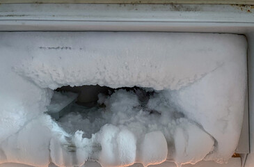 Severe frost buildup in a freezer
