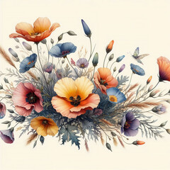 poppy illustration,
blooming hellebore, Pasqueflower, Buttercup, Anemone, garden flowers
botanical illustration
bouquet of flowers