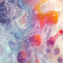 Fototapeta premium Vibrant Abstract Liquid Texture with Bubbles and Colors