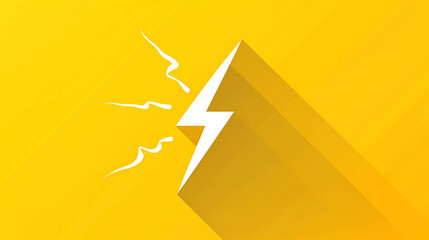 Simple yellow background with a white lightning bolt graphic and long shadow.