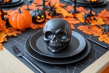 Scary Halloween themed table settings to create a spooky dinner party experience