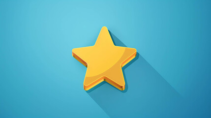 Obraz premium A single gold star with a long shadow on a blue background.