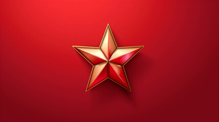 Obraz premium A shiny gold and red star on a red background.