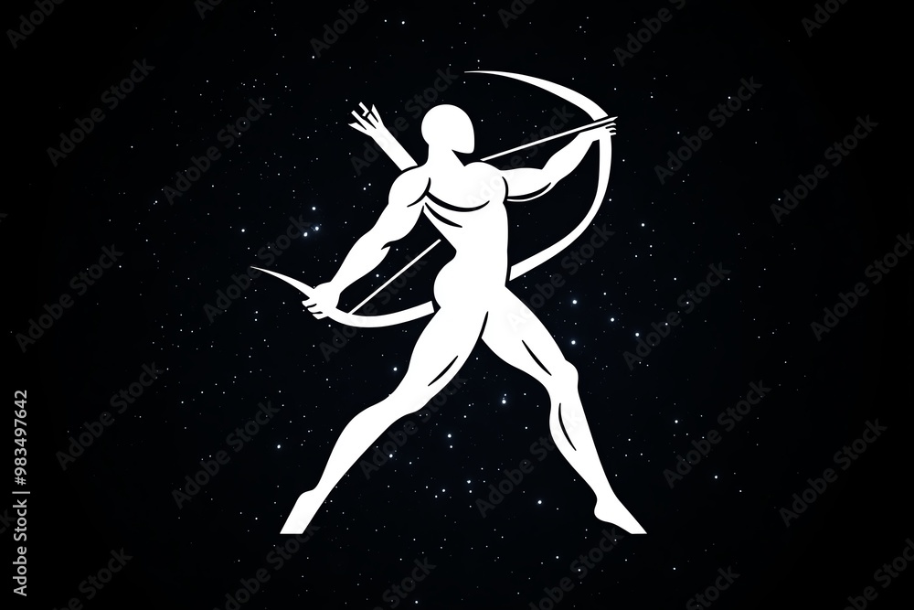 Aufkleber simple sagittarius bow and arrow, with clean lines and a simple arrow pointing upward