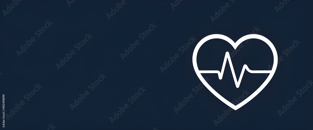 Poster a simple heart icon with a small pulse line running through the middle, representing health or welln