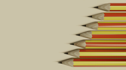 Many penciles lined up.