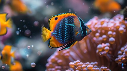 Sohal Surgeonfish (Acanthurus Sohal) swimming in the vibrant coral reefs of the Red Sea, Egypt. Perfect for marine life, underwater photography, tropical fish, and ocean-themed visuals