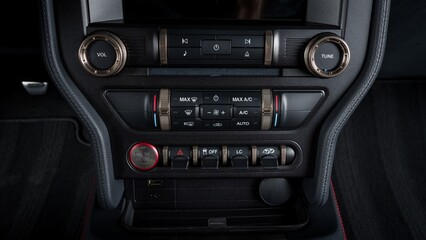 Screen and climate controls on a car