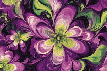 Abstract floral background with purple and green tones. Ideal for a vibrant and colorful design.