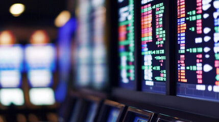 Obraz premium Stock market trading board showing numbers changing while investors watch