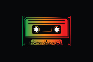 Audio cassette. Original vector illustration in vintage style. T-shirt design.