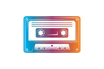 Audio cassette. Original vector illustration in vintage style. T-shirt design.