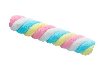 Spiral marshmallow stick isolated on transparent background