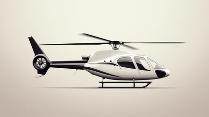 Modern Helicopter in Profile View with Minimalist Design