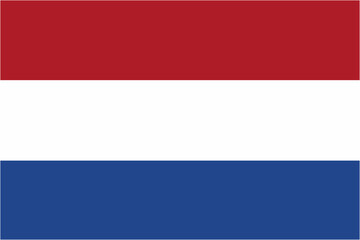 Netherlands official flag vector with standard size and proportion. National flag emblem with accurate size and colors.