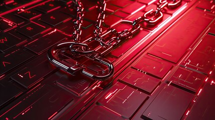 Devices related to cybersecurity protection illuminated under a red light, symbolizing network security and caution.