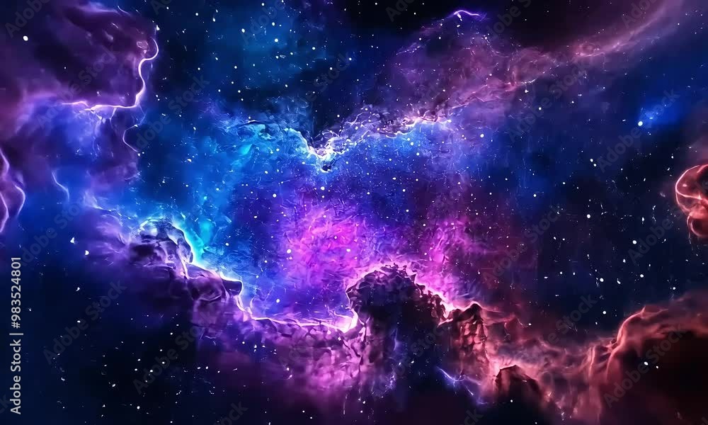 Wall mural colorful nebula in deep space with stars with ai generated.