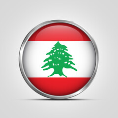 silver plate with glossy flag. Lebanon flag stamp. made in stamp isolated in white background. royal, allegiance, symbol, minimal, vector, 3d, icon, illustration.