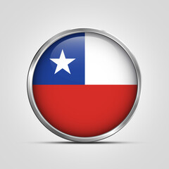 Naklejka premium silver plate with glossy flag. Chile flag stamp. made in stamp isolated in white background. royal, allegiance, symbol, minimal, vector, 3d, icon, illustration.