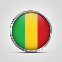 Fototapeta premium silver plate with glossy flag. Mali flag stamp. made in stamp isolated in white background. royal, allegiance, symbol, minimal, vector, 3d, icon, illustration.