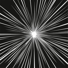 Abstract burst of light radiating from the center, creating a striking visual effect with sharp lines on a dark background.