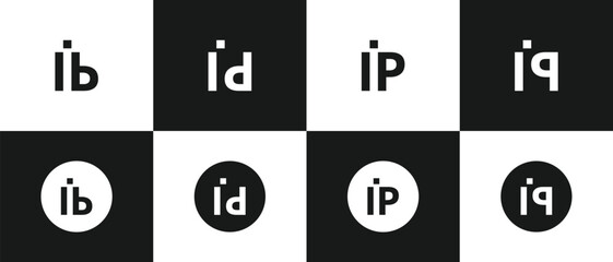Set of Four Vector Minimal Lettermark Logo Collection With Initials BDPQ