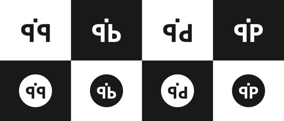 Initial Q Vector Lettermark Set of Logos with the Combination of Other English Letters 