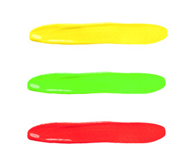 Yellow, green and red brush with transparent image of PNG format extension.