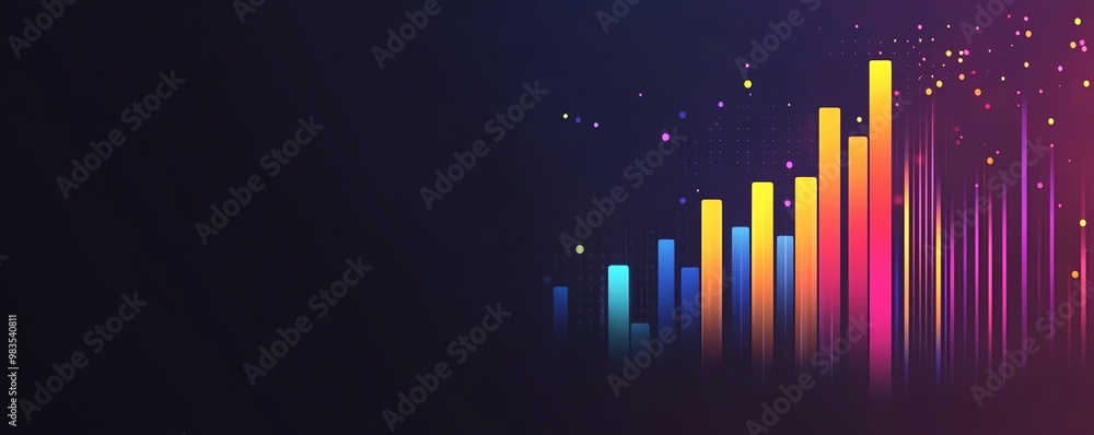 Poster minimalist bar chart with statistical data, sleek design, bold colors, professional and clean presen