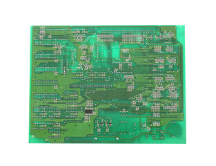 Green of computer motherboard iwith transparent image of PNG format extension,.