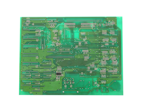 Green of computer motherboard iwith transparent image of PNG format extension,.