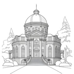 Coloring Page of Famous Building for Kids to Enjoy