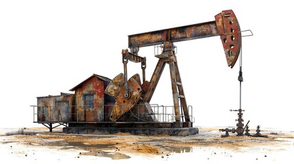 Oil Pump Jack on Oilfield Industry Background