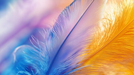 Fototapeta premium Colorful feathers in vibrant hues create an artistic display of nature's beauty