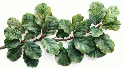 Fototapeta premium Realistic Oak Branch with Leaves