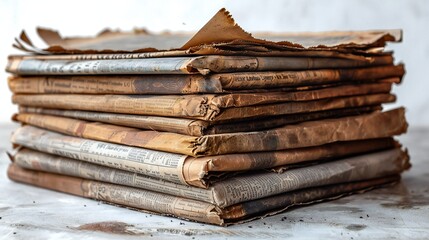 Newspaper Stack on Transparent Background