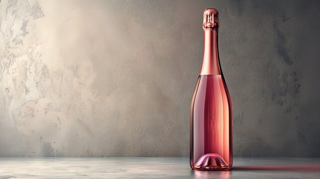 Pink Champagne Bottle on Transparent Background
