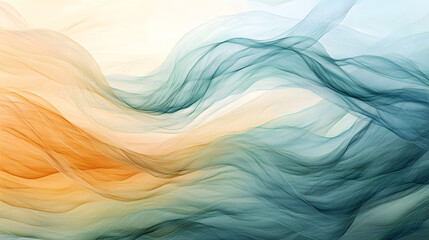 Obraz premium A visual interpretation of the wind, with curving, wispy lines moving fluidly across the composition in soft pastel shades